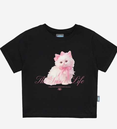 韓國 Video Jockey Sweet Cat Crop T-Shirt【VJ069】