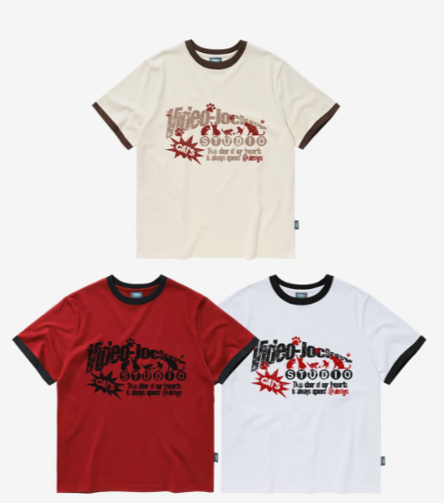 韓國 Video Jockey Cat Moida Ringer T-shirt【VJ056】