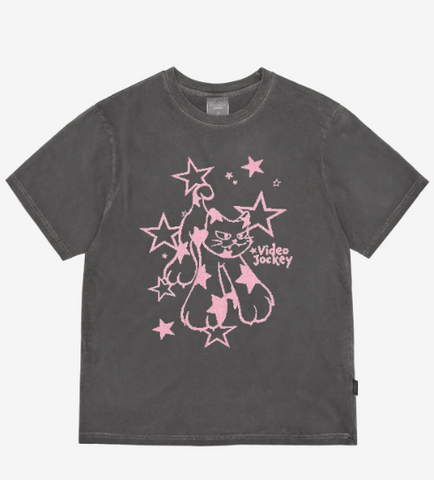 韓國 Video Jockey Pigment Star Cat T-Shirt【VJ050】
