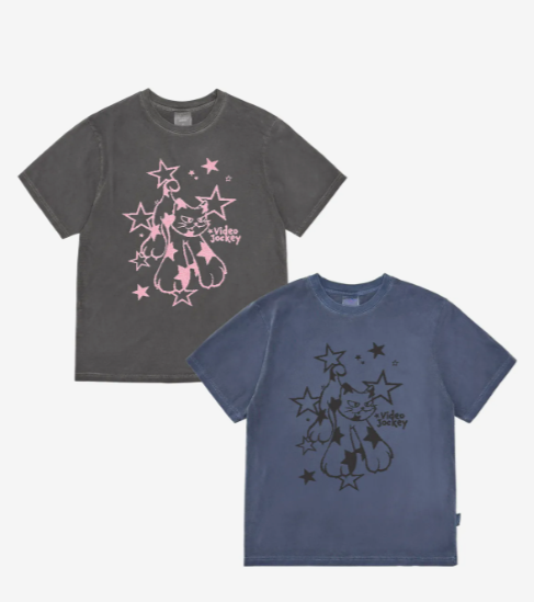 韓國 Video Jockey Pigment Star Cat T-Shirt【VJ050】
