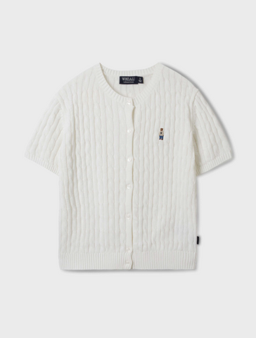 韓國 Who.A.U Steve Round Neck Short Sleeve Cardigan【WA125】