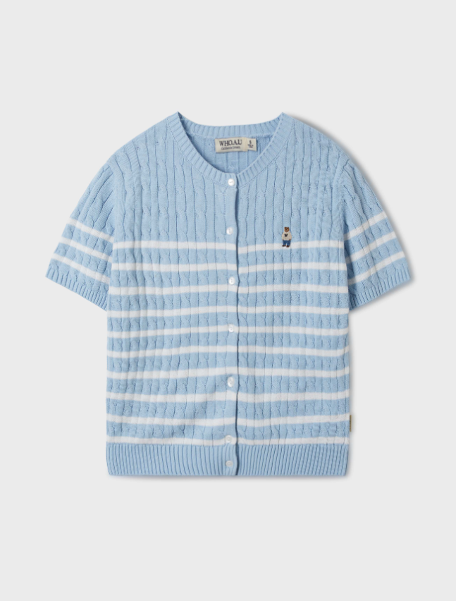 韓國 Who.A.U Steve Round Neck Short Sleeve Cardigan【WA125】