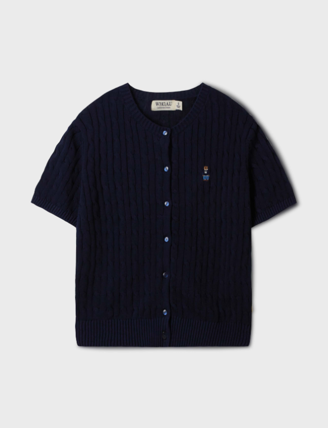 韓國 Who.A.U Steve Round Neck Short Sleeve Cardigan【WA125】