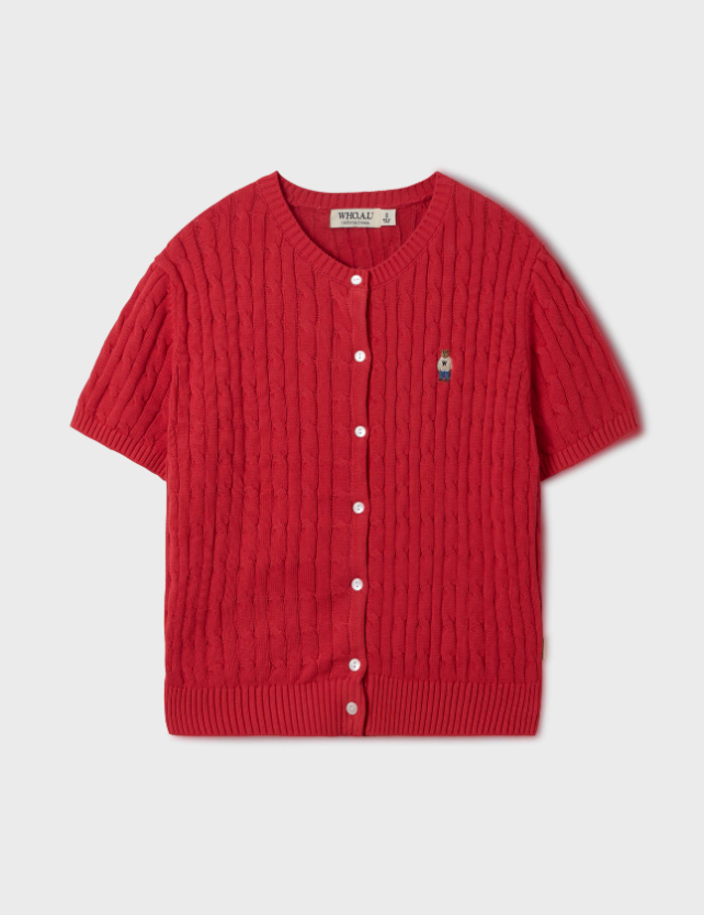 韓國 Who.A.U Steve Round Neck Short Sleeve Cardigan【WA125】