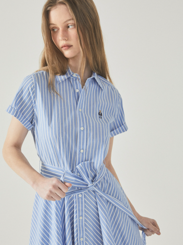 韓國 Who.A.U Steve Short Sleeve Strap Shirts Dress【WA103】