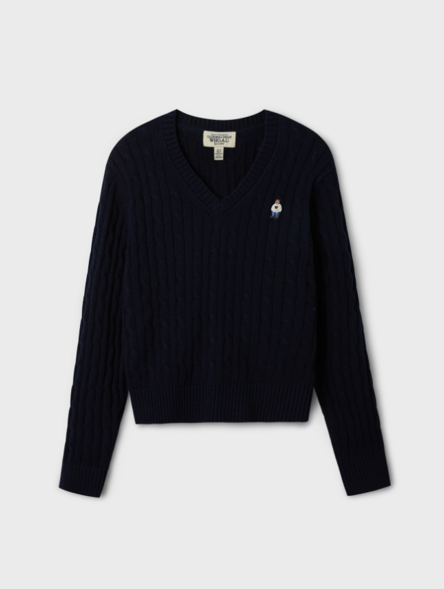 韓國 Who.A.U Steve V-neck Cable Sweater【WA058】