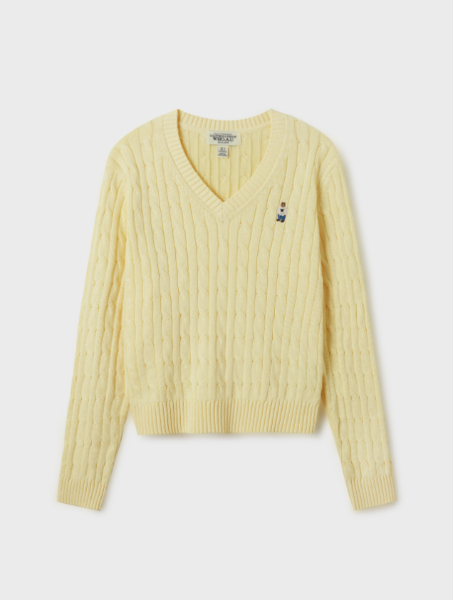 韓國 Who.A.U Steve V-neck Cable Sweater【WA058】