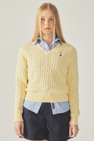 韓國 Who.A.U Steve V-neck Cable Sweater【WA058】