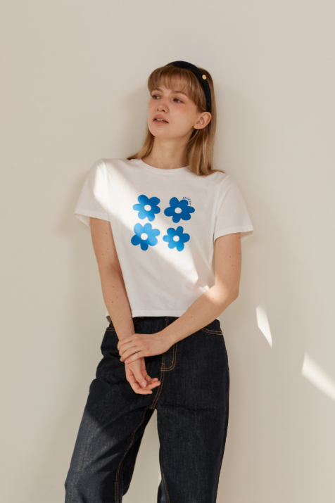 韓國 Anoetic FLOWER COMBI T-SHIRT【AT001】