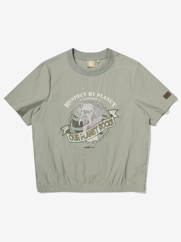 韓國 BBC W Graphic Woven Round T-Shirt【BC055】