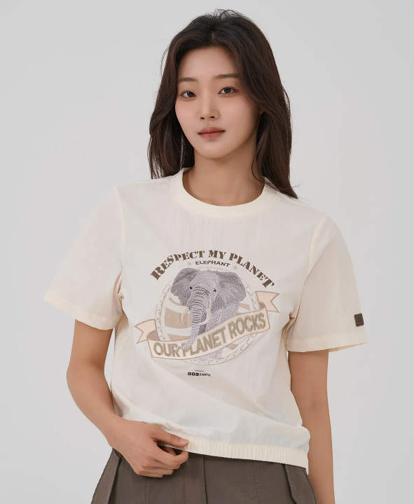 韓國 BBC W Graphic Woven Round T-Shirt【BC055】