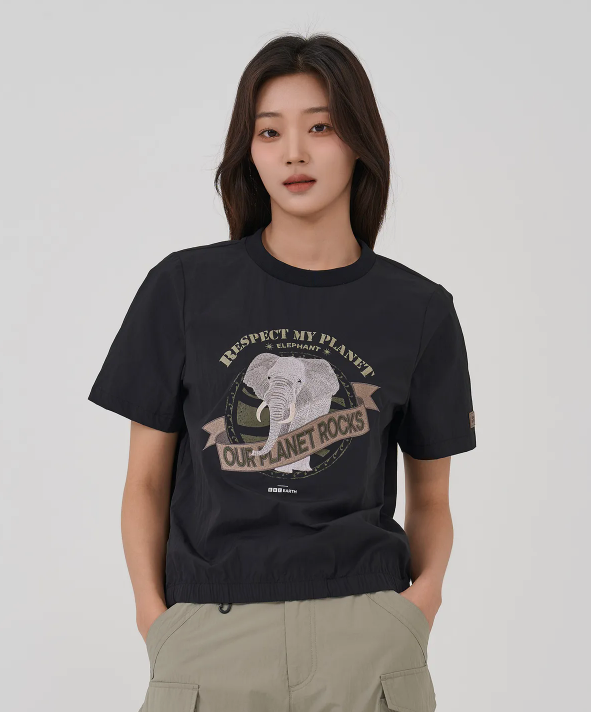 韓國 BBC W Graphic Woven Round T-Shirt【BC055】