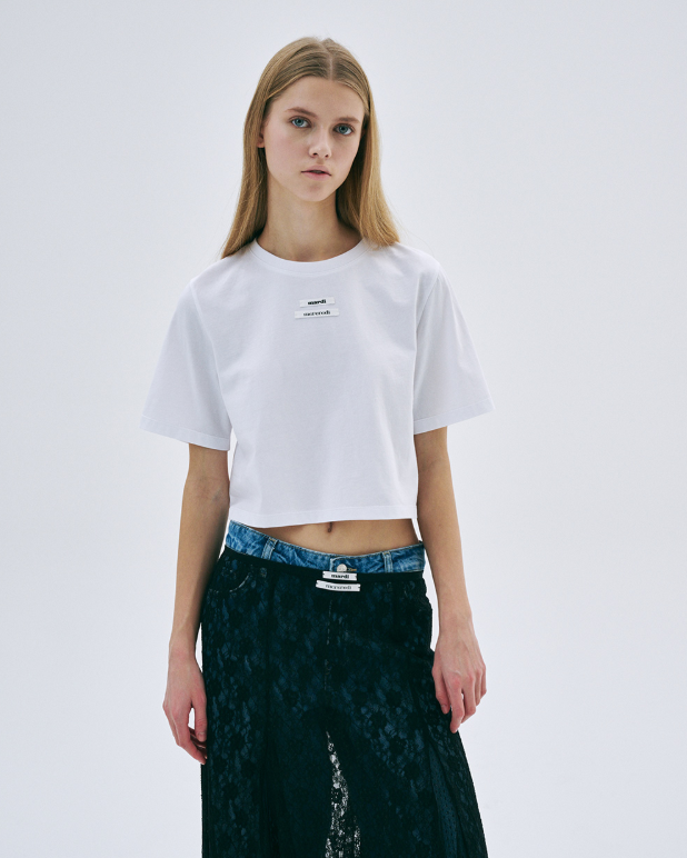 韓國 Mardi Mercredi CROPPED BASIC TSHIRT DOUBLE LABEL【MM137】