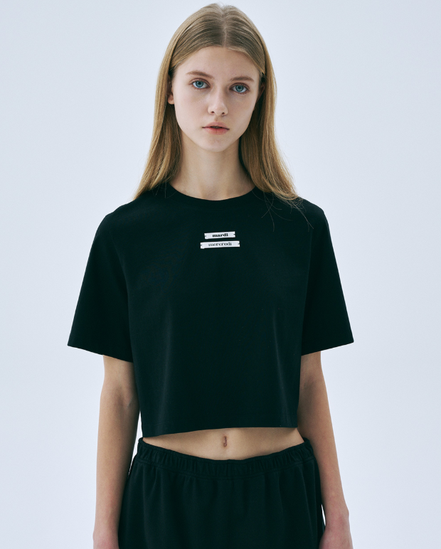 韓國 Mardi Mercredi CROPPED BASIC TSHIRT DOUBLE LABEL【MM137】