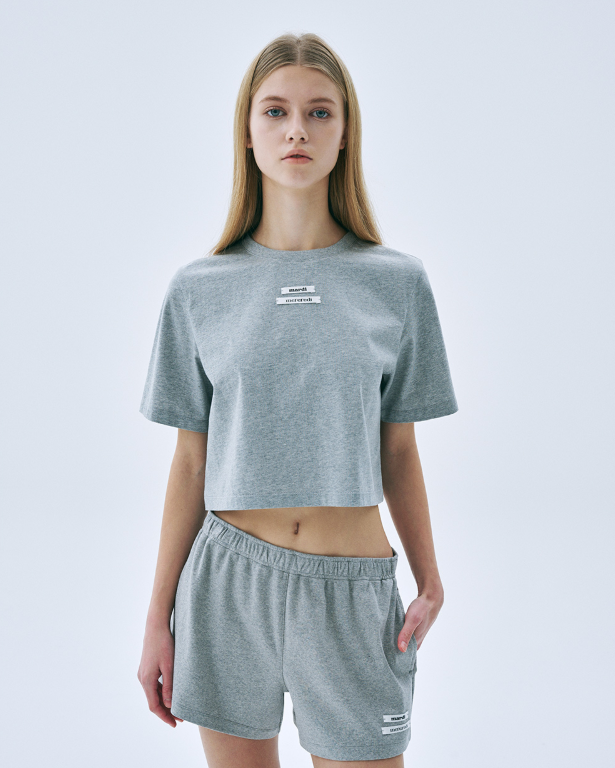 韓國 Mardi Mercredi CROPPED BASIC TSHIRT DOUBLE LABEL【MM137】