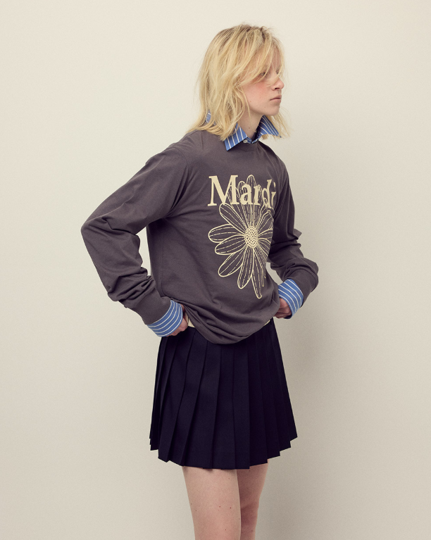 韓國 Mardi Mercredi Wool Pleates Mini Skirt Contrast Waistband【MM149】
