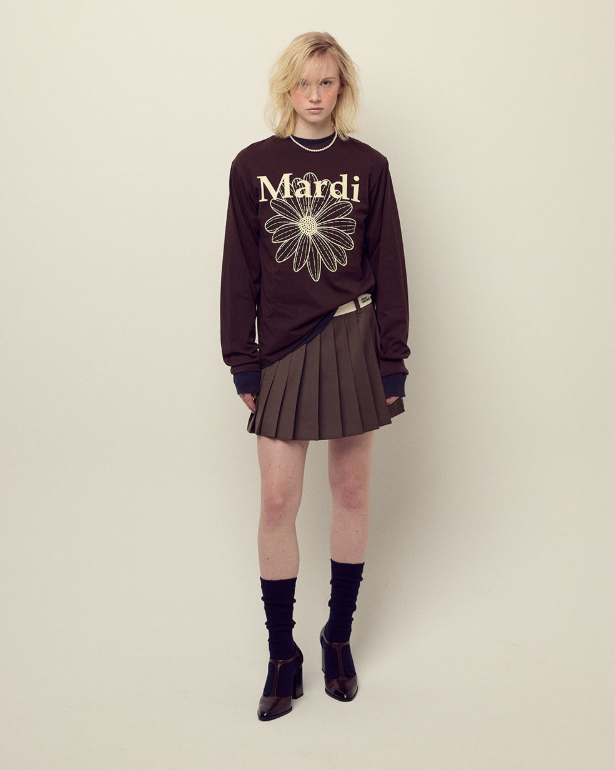 韓國 Mardi Mercredi Wool Pleates Mini Skirt Contrast Waistband【MM149】