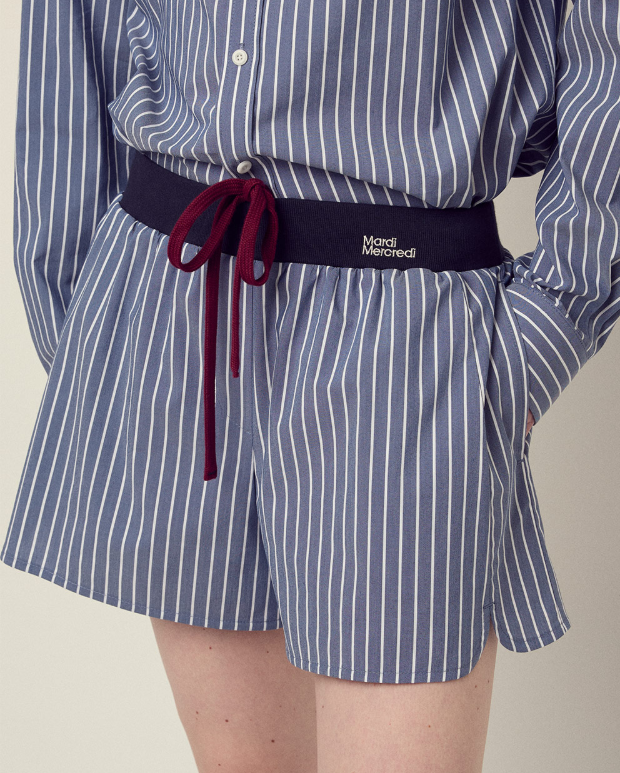 韓國 Mardi Mercredi Cotton Shorts Stripe Contrast Waistband【MM152】