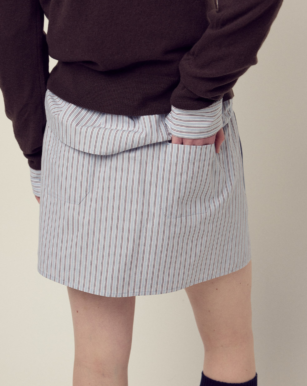 韓國 Mardi Mercredi Cotton Mini Skirt Stripe Contrast Waistband【MM153】