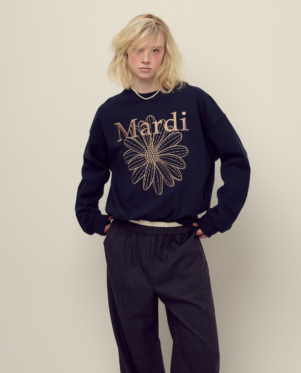 韓國 Mardi Mercredi SWEATSHIRT FLOWERMARDI NEEDLEWORK【MM065】