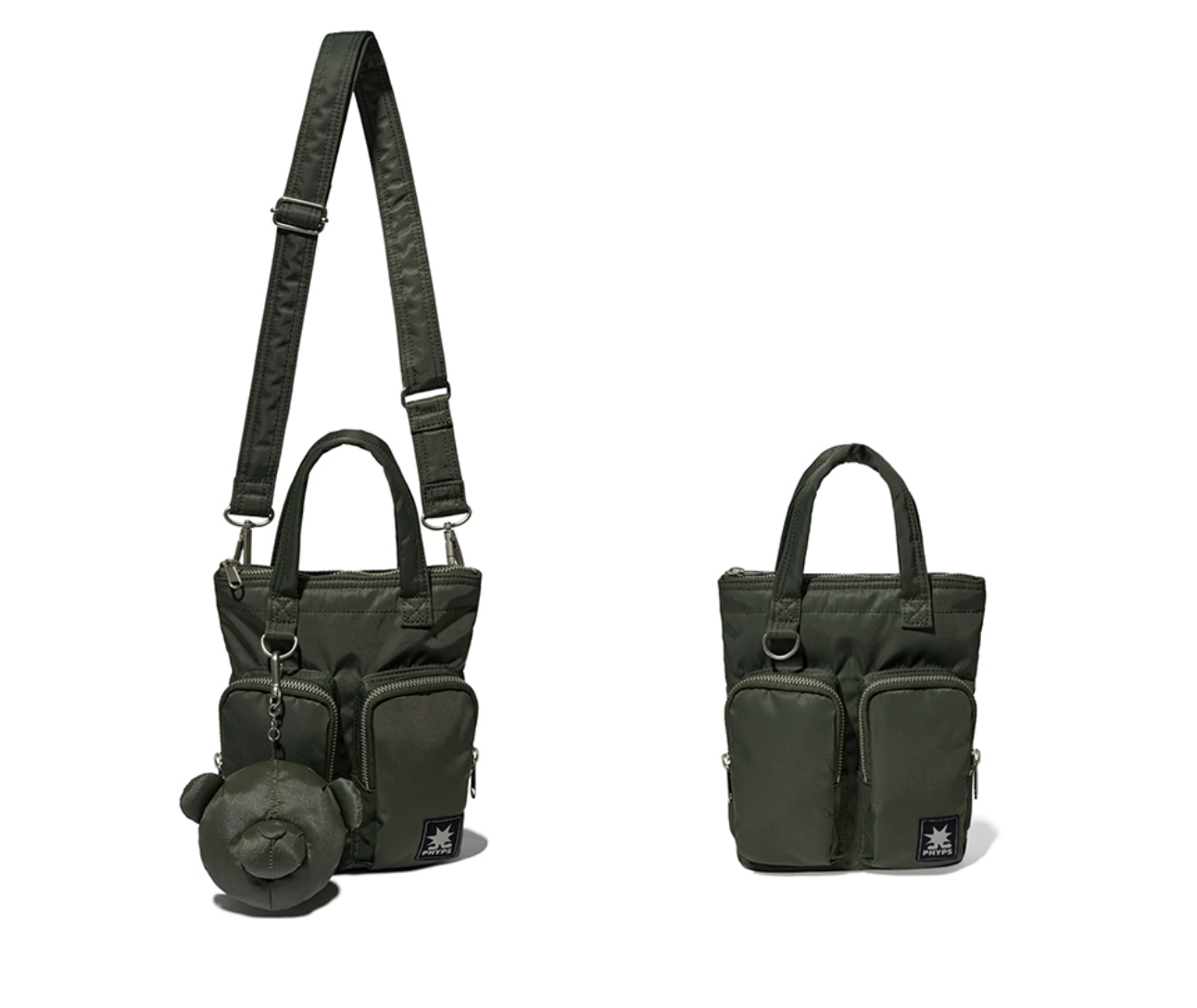 韓國 Phyps Bear Keyring Nylon Multi-Pocket Crossbody Bag【PS013】