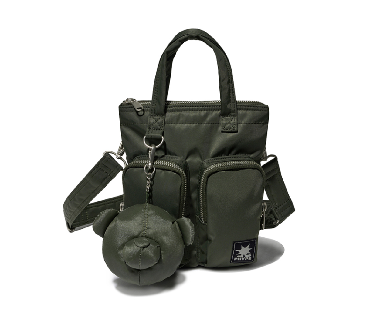 韓國 Phyps Bear Keyring Nylon Multi-Pocket Crossbody Bag【PS013】