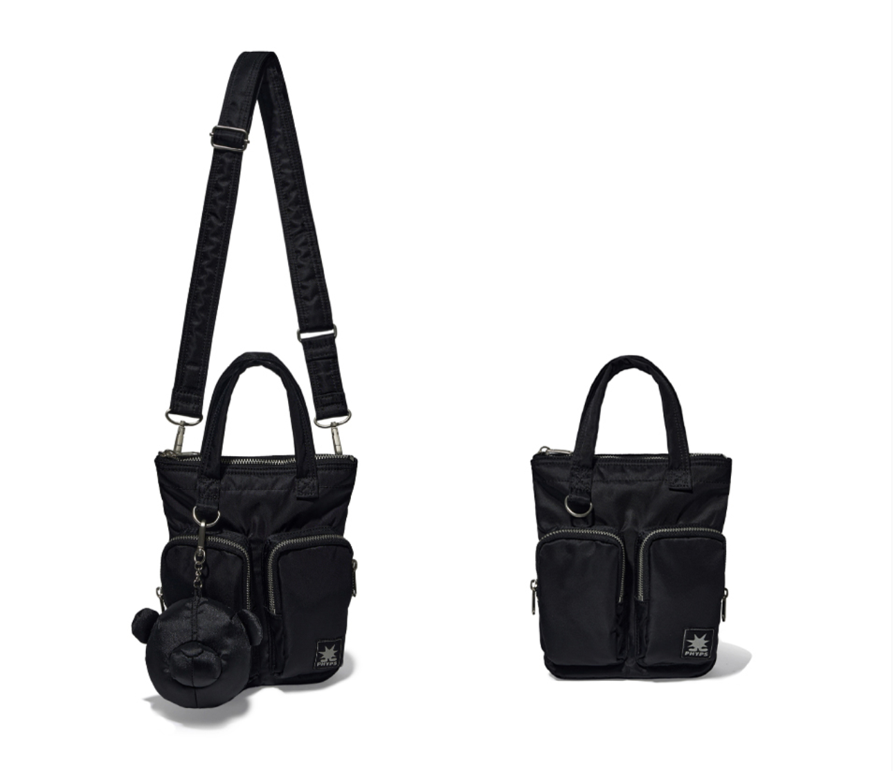 韓國 Phyps Bear Keyring Nylon Multi-Pocket Crossbody Bag【PS013】