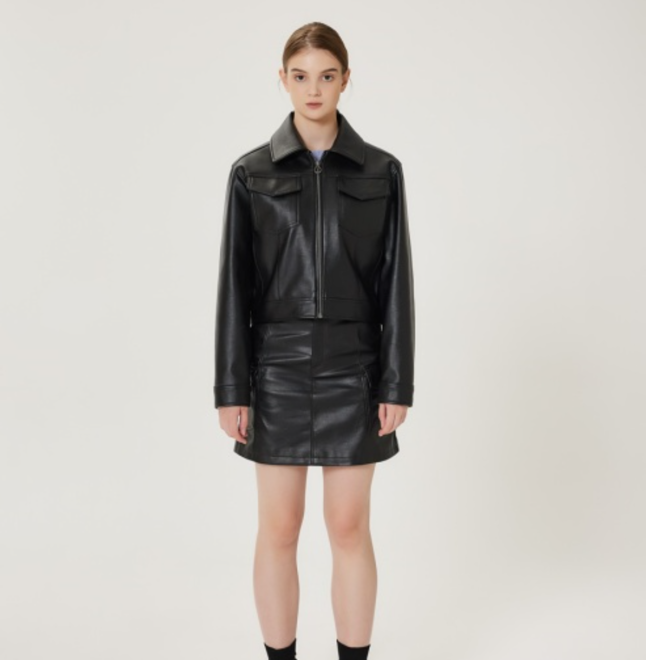韓國 Markm Women's Vegan Leather Mini Skirt【MA291】