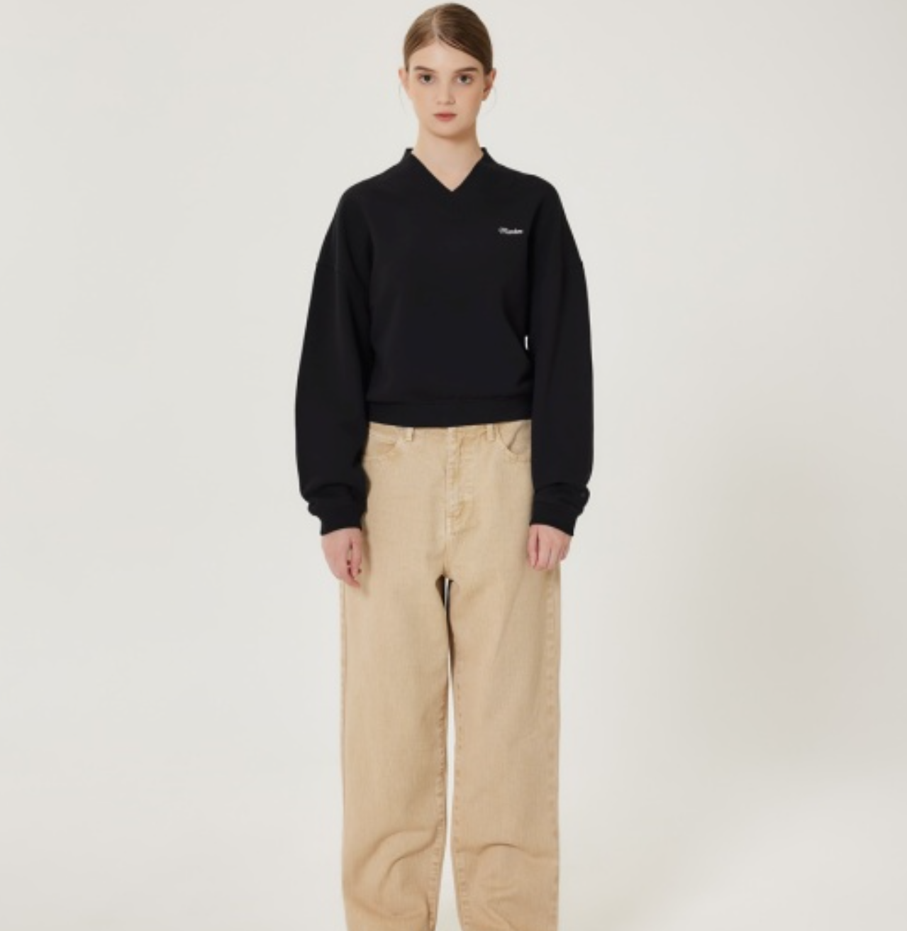 韓國 Markm Women's V-Neck Crop Sweatshirt【MA311】