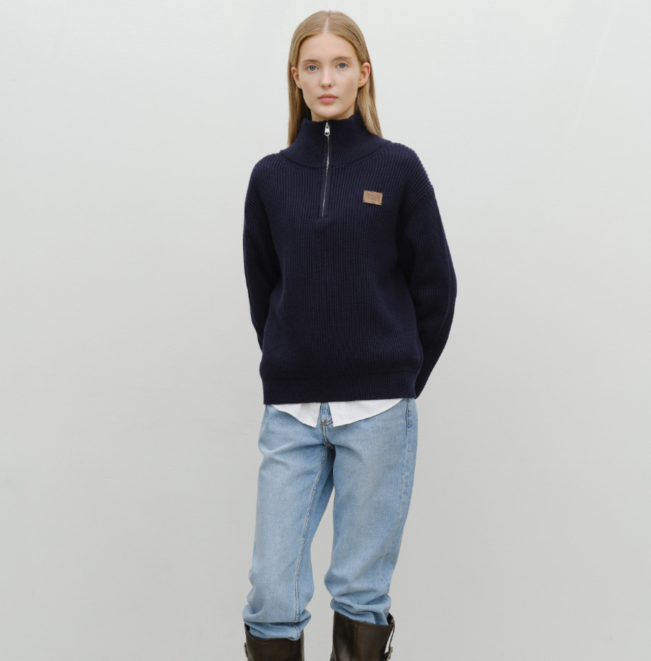 韓國 Marithe Francois Girbaud HALF NECK ZIPUP KNIT【MF737】