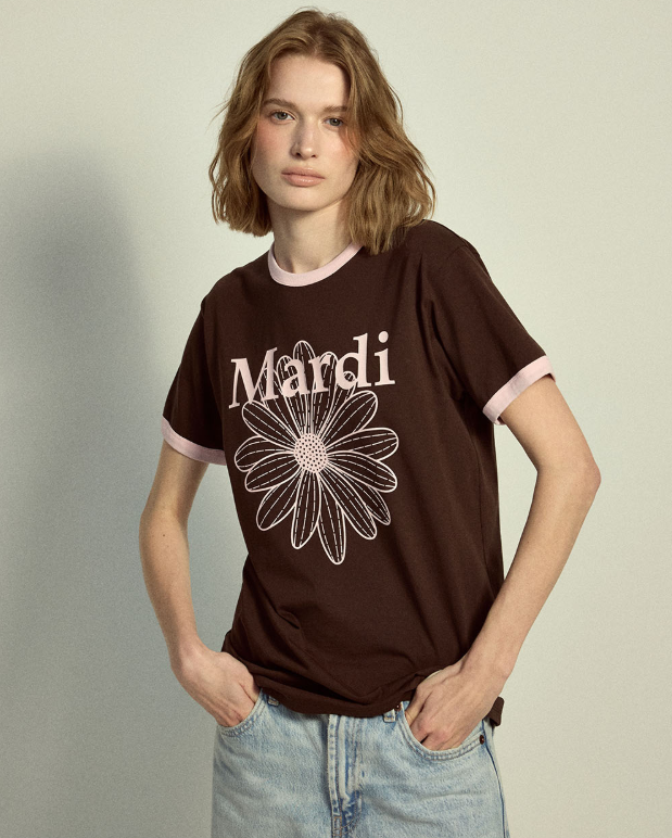韓國 Mardi Mercredi Slim Ringer Tshirt Flowermardi【MM175】