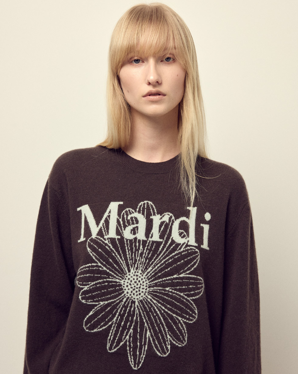 韓國 Mardi Mercredi Cashmere V Neck Flowermardi【MM178】