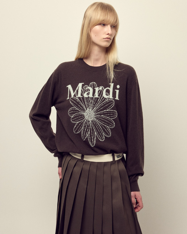 韓國 Mardi Mercredi Cashmere V Neck Flowermardi【MM178】