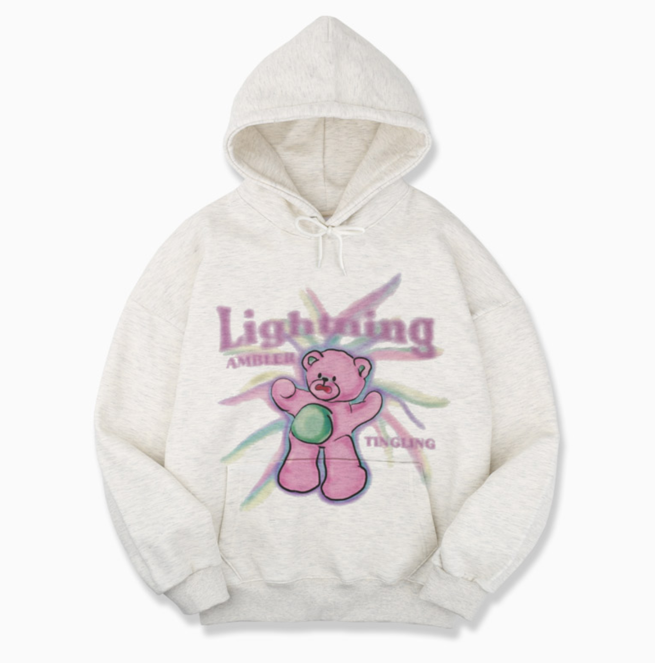 韓國 Ambler Lightning Bear Overfit Fleece Hooded T-Shirt【AR142】