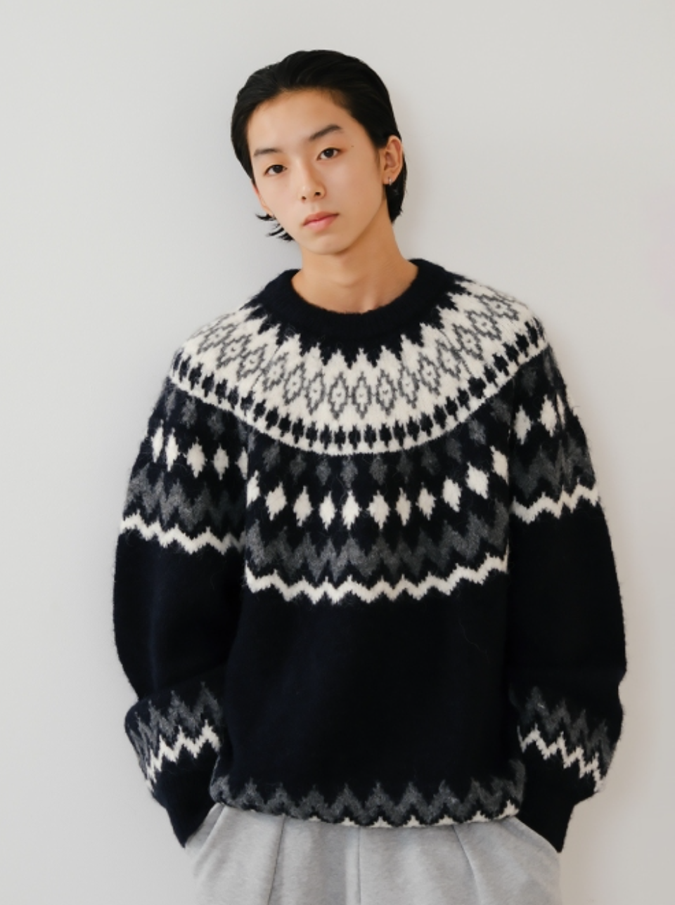 韓國 Markm Wool Nordic Jacquard Crewneck Knit【MA369】
