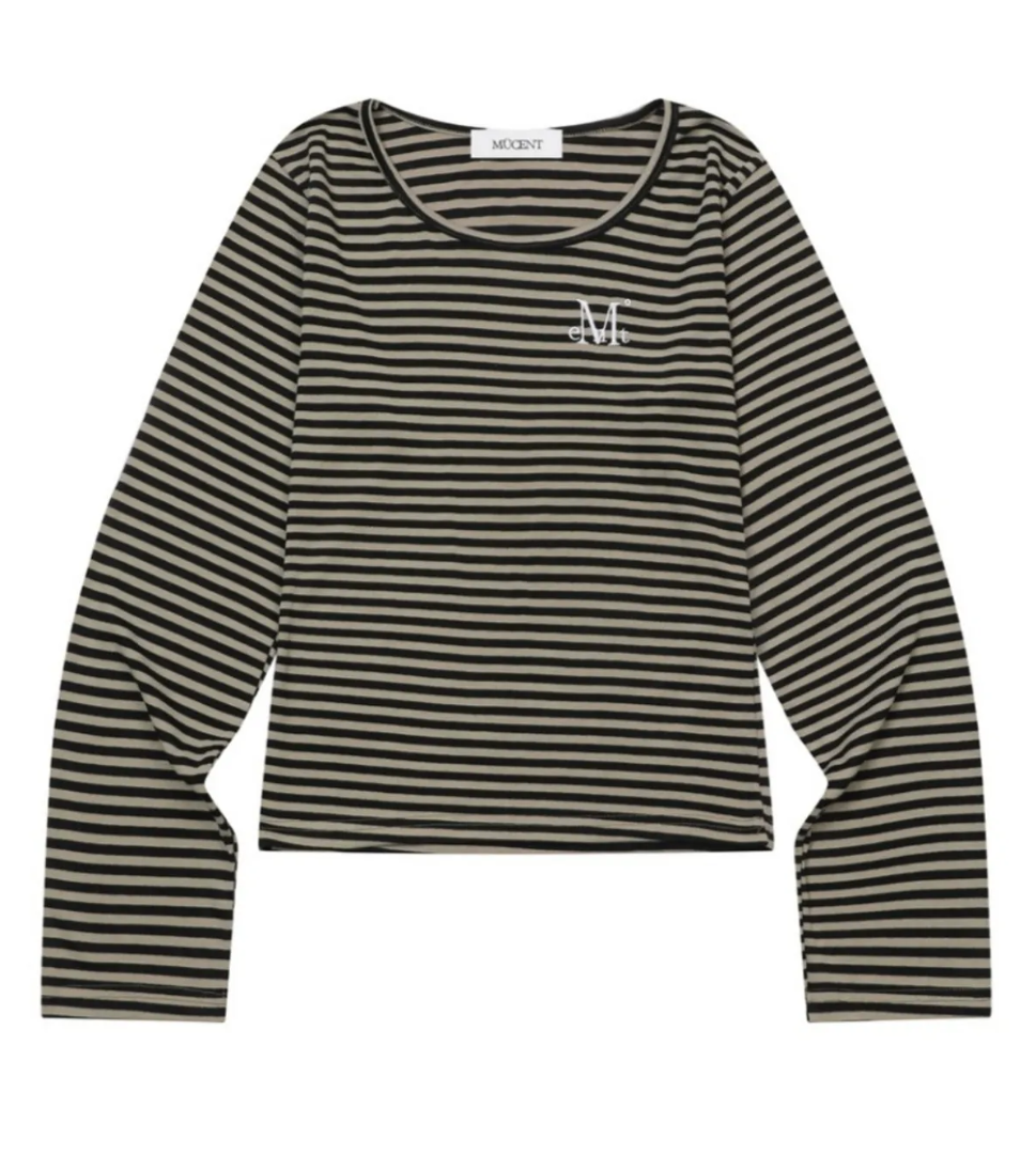 韓國 Mucent Linera U-Neck Stripe Long Sleeve T【MU190】