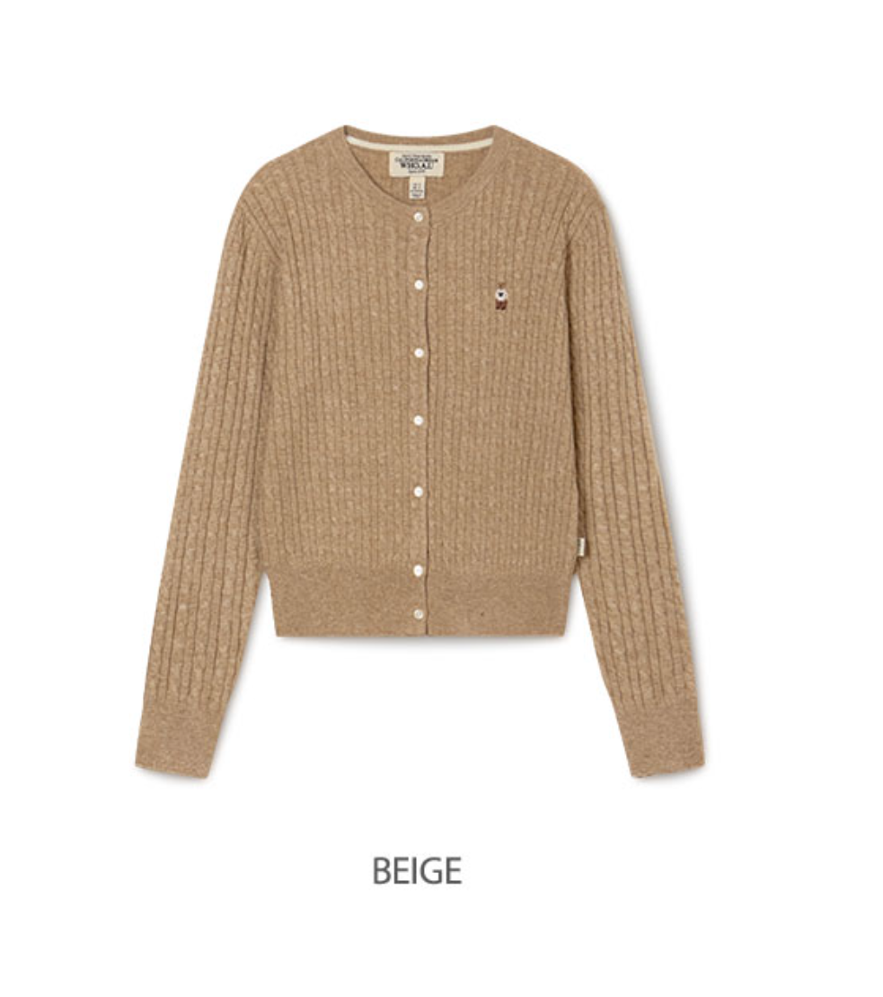 韓國 WhoAU Steve High Gauge Wool Cable Cardigan【WA260】