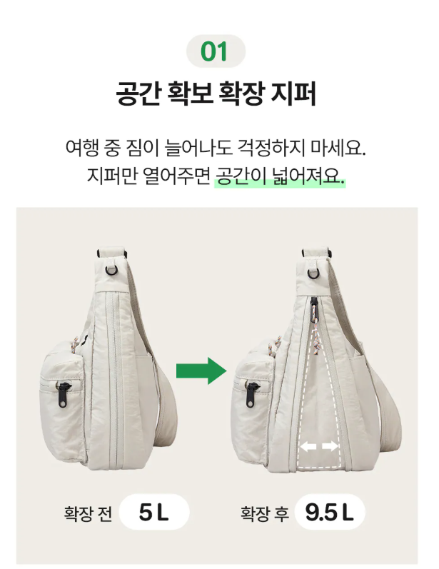 韓國 Branden 隨身防盜可擴展斜孭袋【SM682】