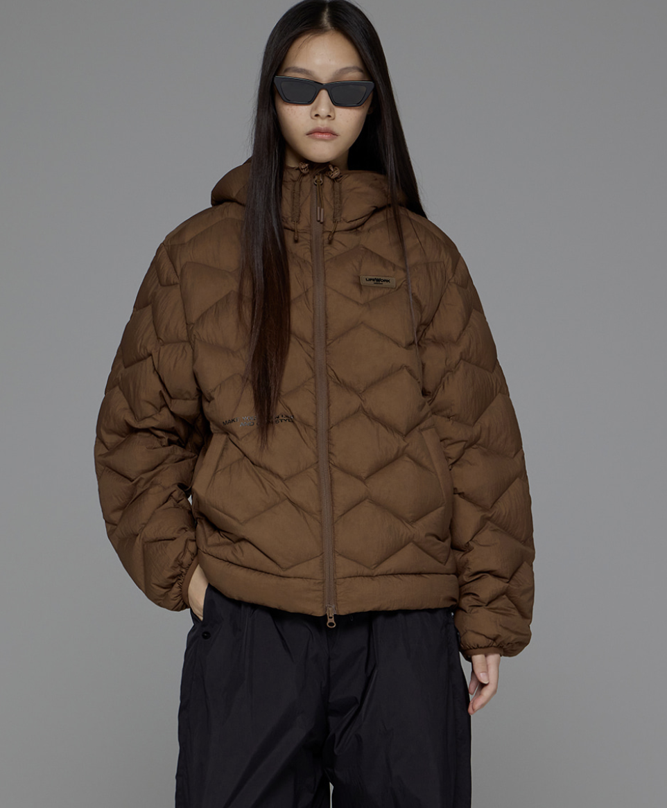 韓國 Lifework Lite Rhombus Quilted Hooded Down Jumper【SC078】
