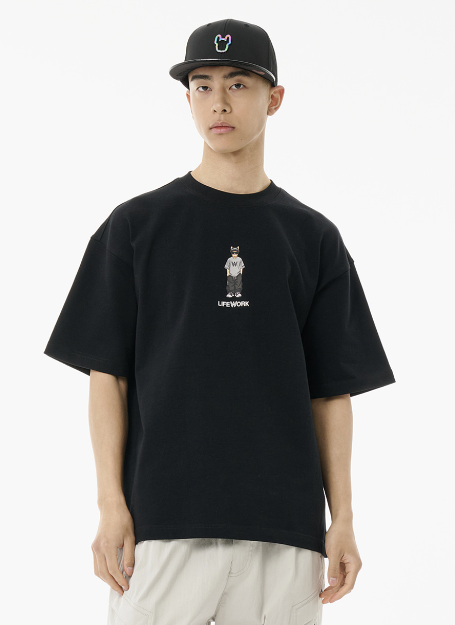 韓國 Lifework Snap Hipdog Striped Short Sleeve T-Shirt【SC105】