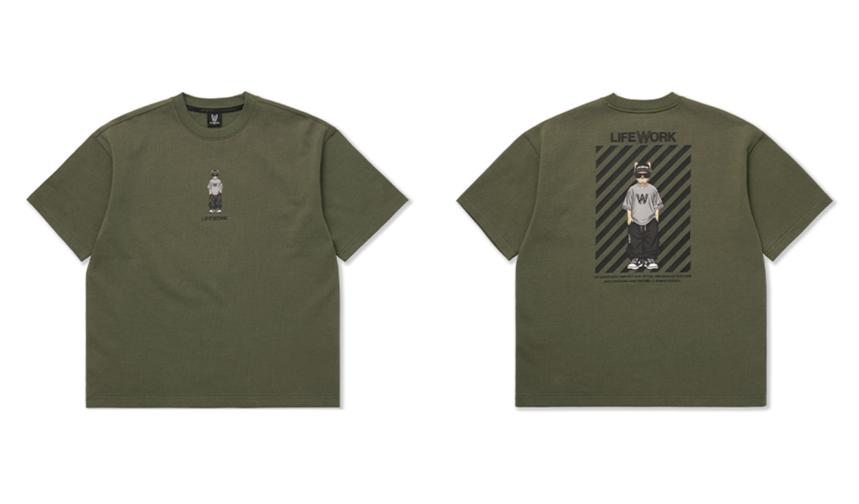 韓國 Lifework Snap Hipdog Striped Short Sleeve T-Shirt【SC105】