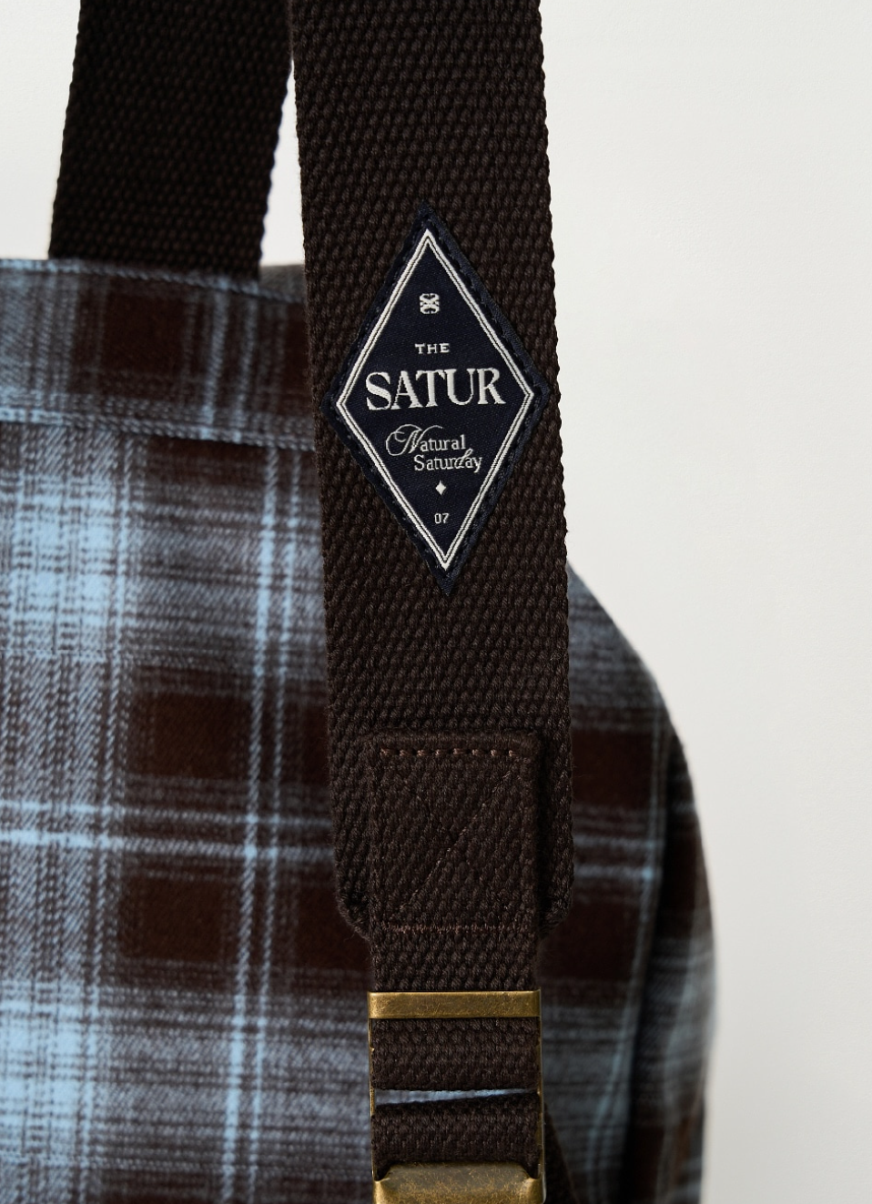 韓國 Satur Check Pattern Pocket Bucket Backpack【SR266】