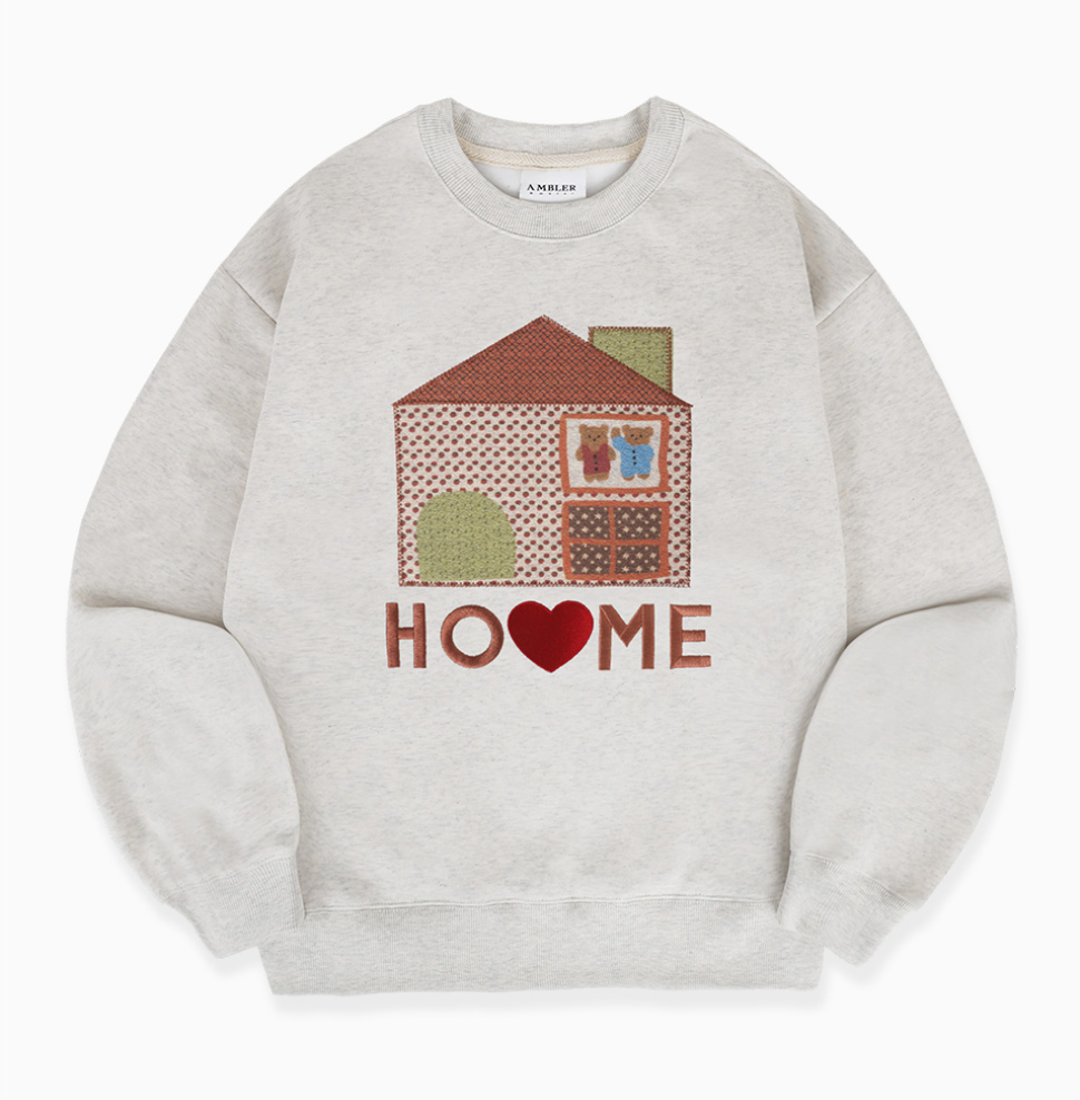 韓國 Ambler Sweet Home Applique Embroidery Sweatshirt T-Shirt【AR154】