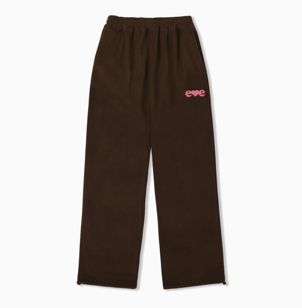 韓國 Ambler Love, Cozy Embroidered Fleece Wide Sweatpants【AR158】