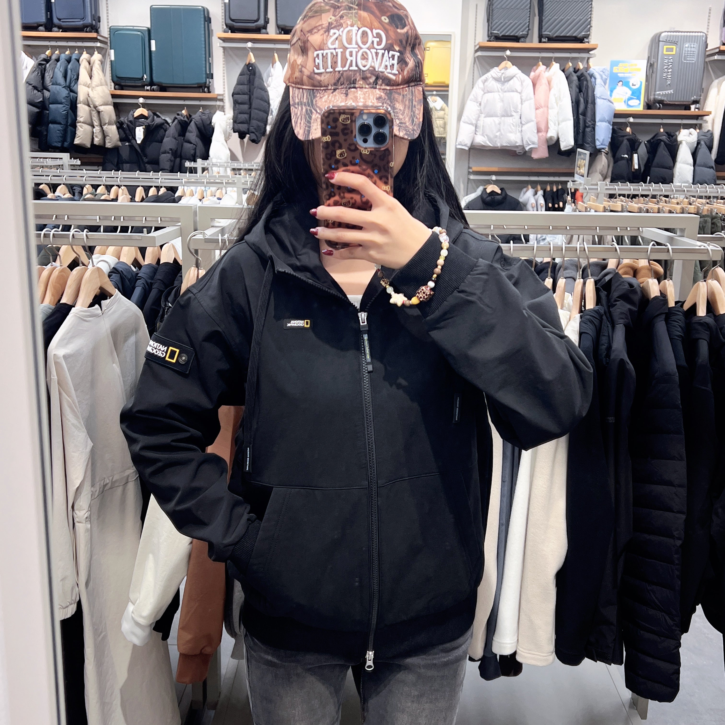 韓國 National Geographic Archelon Double Warm Fleece Woven Hooded Zip-Up【NG206】