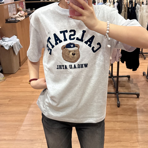 韓國 Who.A.U Steve Campus Arch Letter T-shirt【WA135】