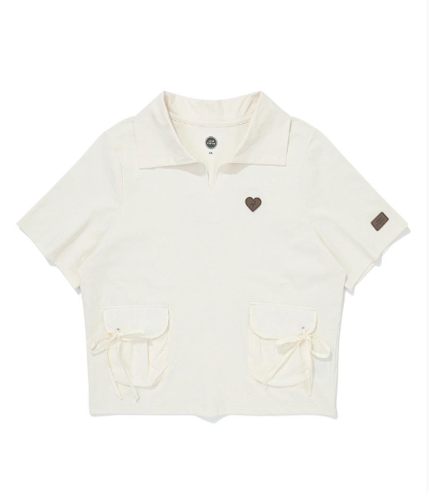 韓國 BBC String Woven Pocket Collar T-Shirt【BC079】