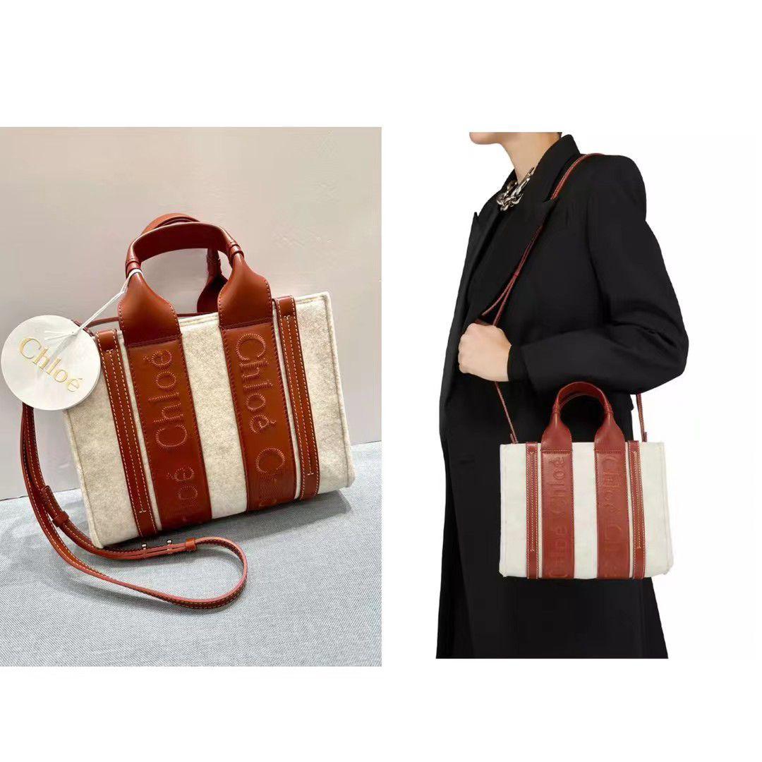 ChloeLogo Embroidered Small Woody Tote Bag 【YS78】