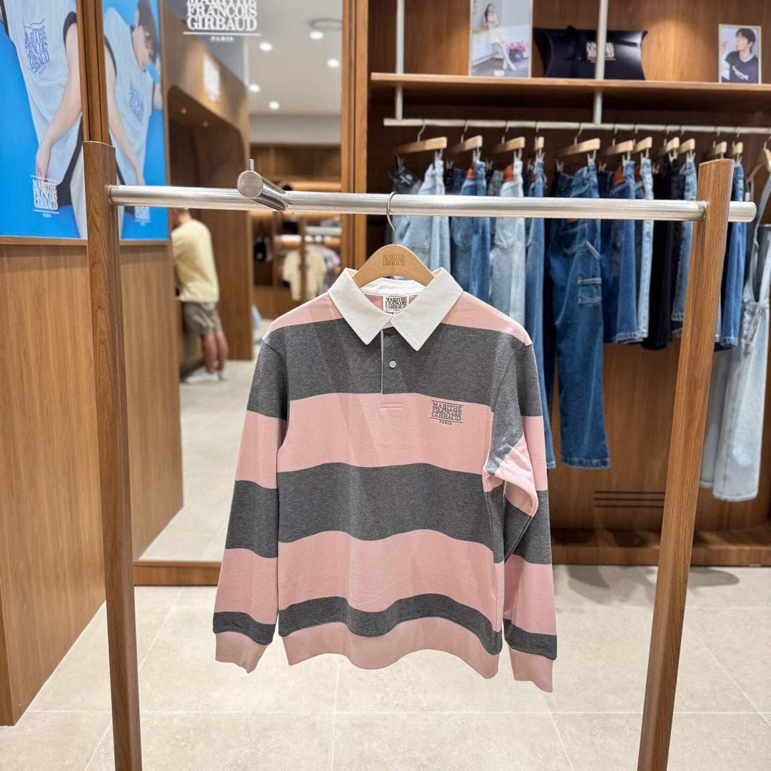 韓國 Marithe Francois Girbaud Classic Logo Stripe Rugby Sweatshirt【MF650】