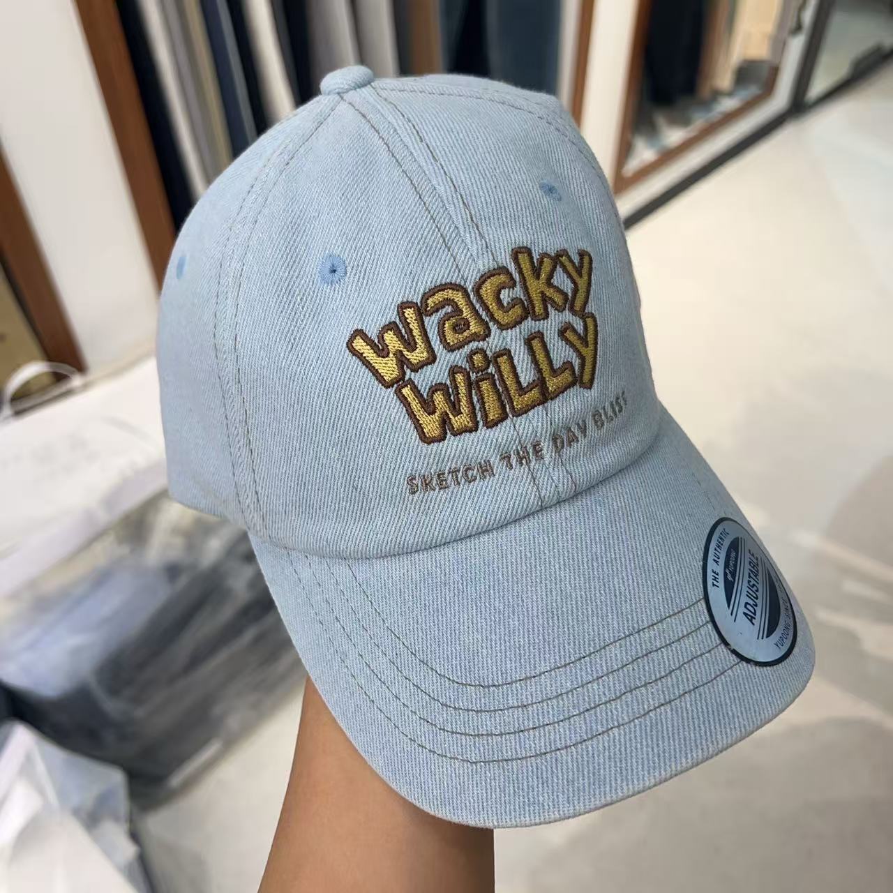 韓國 Wacky Willy Typo Denim Ball Cap【WW044】